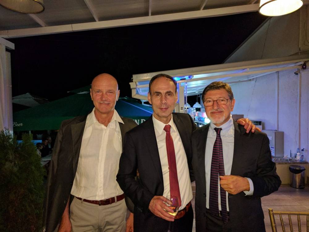 Roberto Lupo con Mauro Cesari e Atanas Kirov al 70 compleanno di Dimko Mitrev